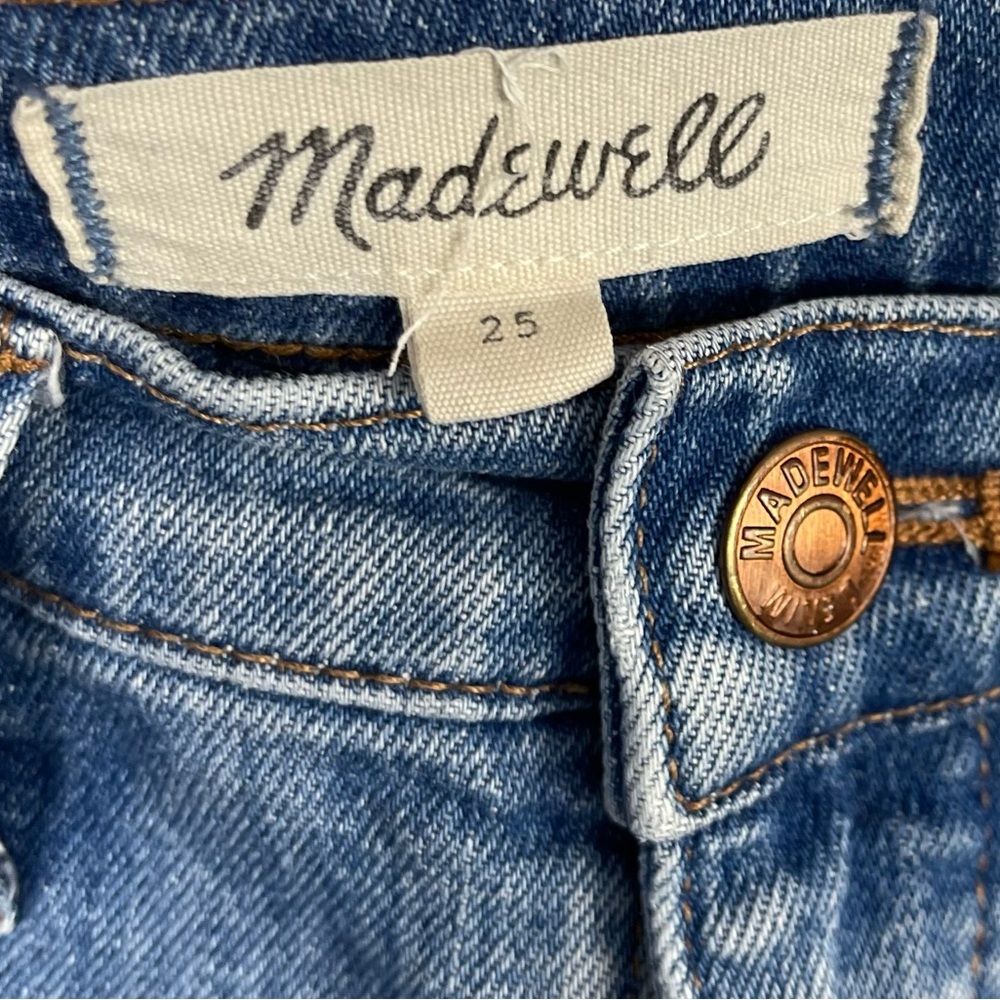 Madewell High Rise Denim Jean Shorts: Pieced Edition J0530 Patchwork Raw Hem 25 - Picture 9 of 16